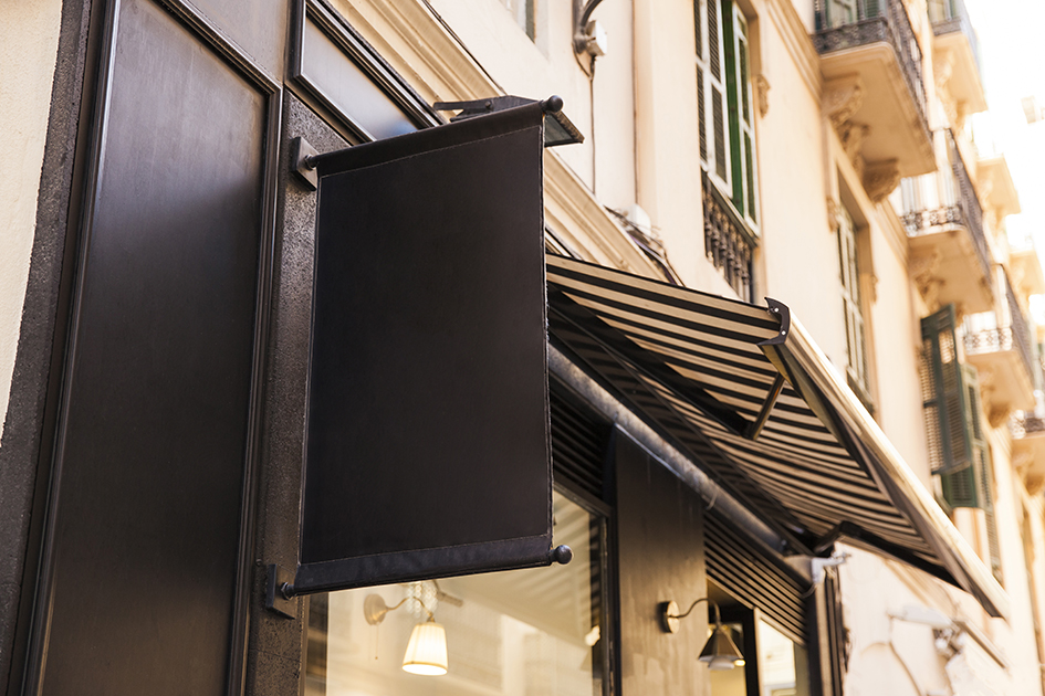 enseigne fictive de magasin (contenu noir)